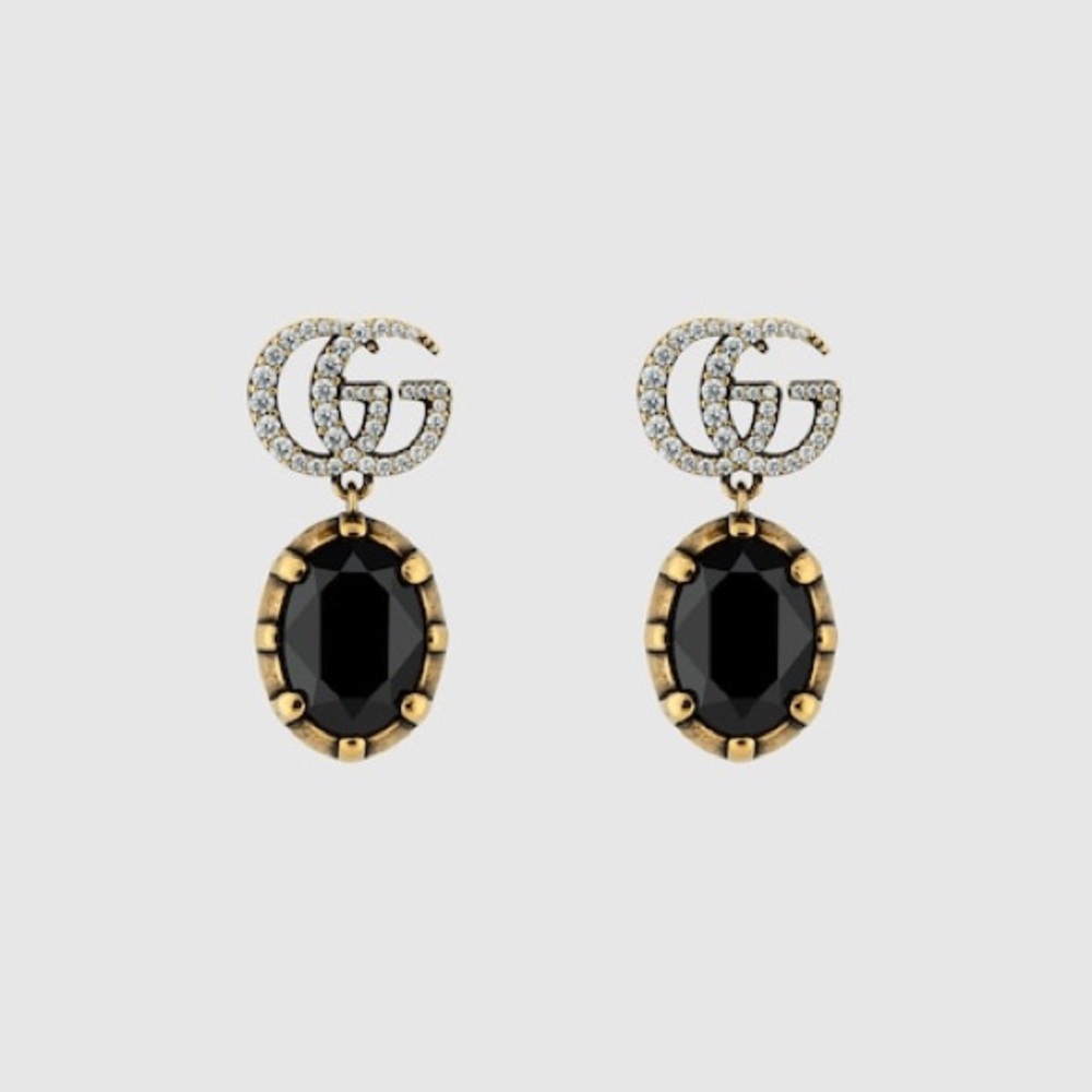 Gucci Black Crystal Knot Drop Earrings - Picture 5 of 6